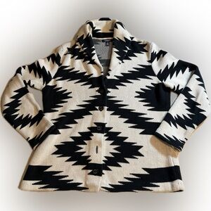 Chaps Cotton Aztec Southwest Sweater Shawl Collar Button Front Cardigan Womens L